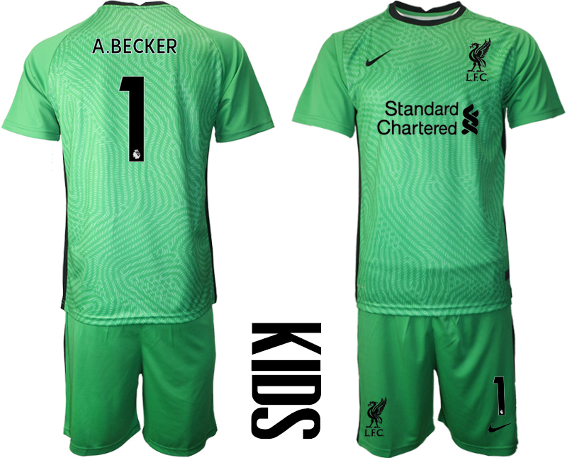 2021 Men Liverpool green goalkeeper #1 soccer jerseys->liverpool jersey->Soccer Club Jersey